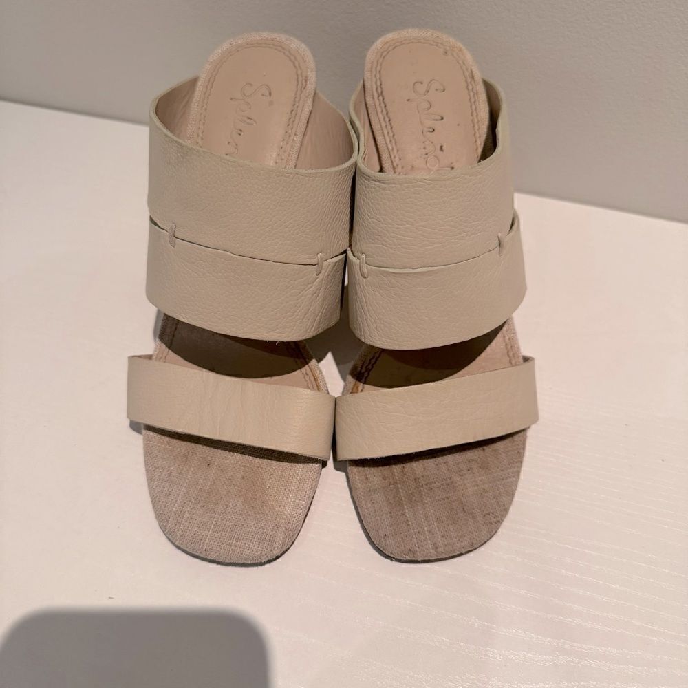 Splendid Women's Ivory Myle Leather Mule Sandals heel Shoes Size US 6